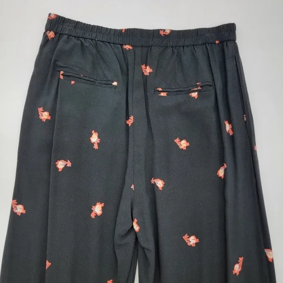 Anthropologie Ett Twa Black Floral Cropped Wide Leg Pants Womens Size XS Petite - Picture 9 of 16